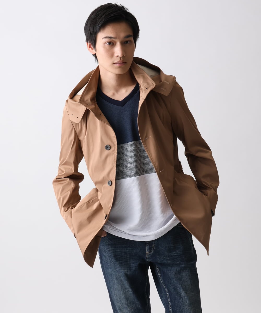 MKKDC06069 MK MICHEL KLEIN HOMME(MKミッシェルクランオム) 【洗える】パネル切替え長袖カットソー ネイビー