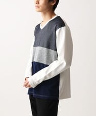 MKKDC06069 MK MICHEL KLEIN HOMME(MKミッシェルクランオム) 【洗える】パネル切替え長袖カットソー ホワイト