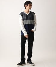 MKKDC06069 MK MICHEL KLEIN HOMME(MKミッシェルクランオム) 【洗える】パネル切替え長袖カットソー ホワイト