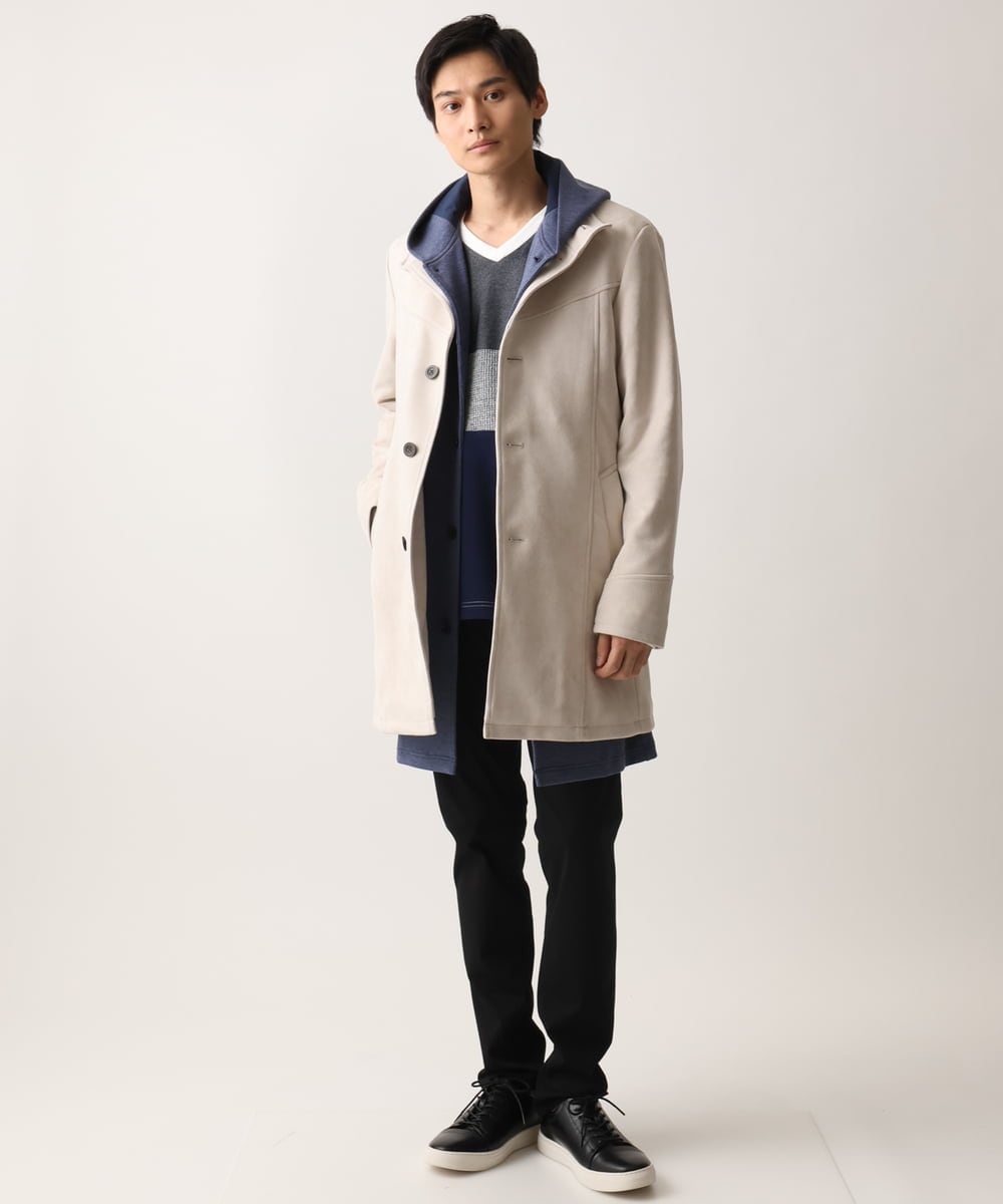 MKKDC06069 MK MICHEL KLEIN HOMME(MKミッシェルクランオム) 【洗える】パネル切替え長袖カットソー ホワイト