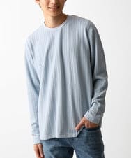 MKKDC07063 MK MICHEL KLEIN HOMME(MKミッシェルクランオム) 【洗える】ヘリンボーン柄長袖カットソー ライトブルー