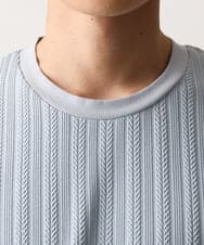 MKKDC07063 MK MICHEL KLEIN HOMME(MKミッシェルクランオム) 【洗える】ヘリンボーン柄長袖カットソー ライトブルー