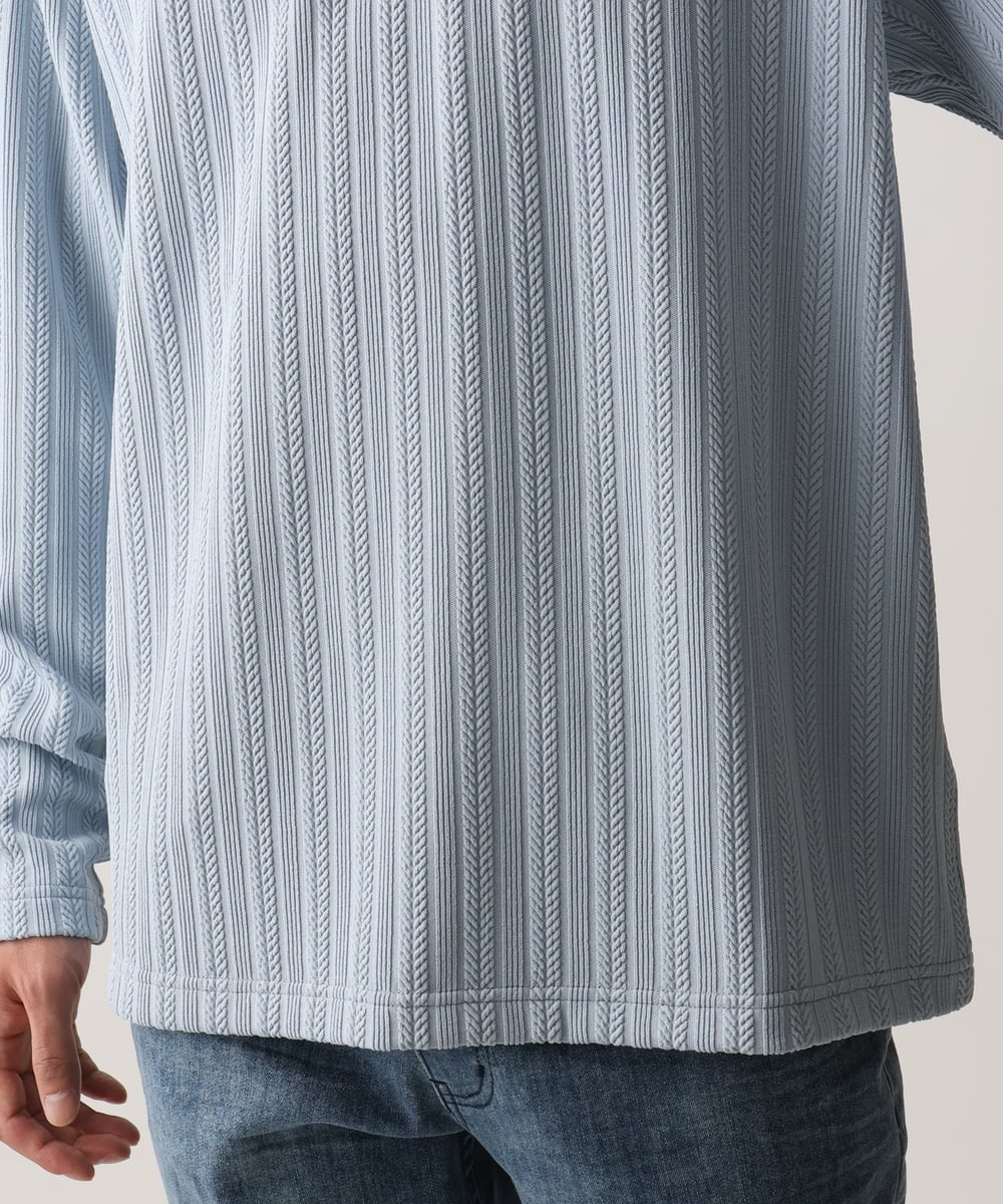 MKKDC07063 MK MICHEL KLEIN HOMME(MKミッシェルクランオム) 【洗える】ヘリンボーン柄長袖カットソー ライトブルー