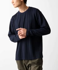 MKKDC07063 MK MICHEL KLEIN HOMME(MKミッシェルクランオム) 【洗える】ヘリンボーン柄長袖カットソー ネイビー