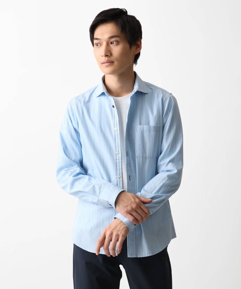 MKKDC07063 MK MICHEL KLEIN HOMME(MKミッシェルクランオム) 【洗える】ヘリンボーン柄長袖カットソー ホワイト