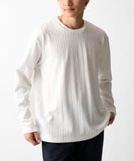 MKKDC07063 MK MICHEL KLEIN HOMME(MKミッシェルクランオム) 【洗える】ヘリンボーン柄長袖カットソー ホワイト