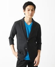 MKKGA70059 MK MICHEL KLEIN HOMME(MKミッシェルクランオム) 【洗える】へリンボンVネック半袖Tシャツ ブルー(55)