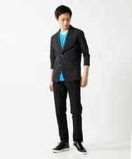 MKKGA70059 MK MICHEL KLEIN HOMME(MKミッシェルクランオム) 【洗える】へリンボンVネック半袖Tシャツ ブルー(55)