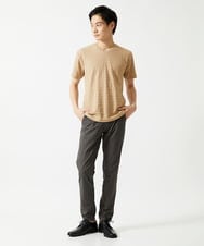MKKGA70059 MK MICHEL KLEIN HOMME(MKミッシェルクランオム) 【洗える】へリンボンVネック半袖Tシャツ ベージュ(82)