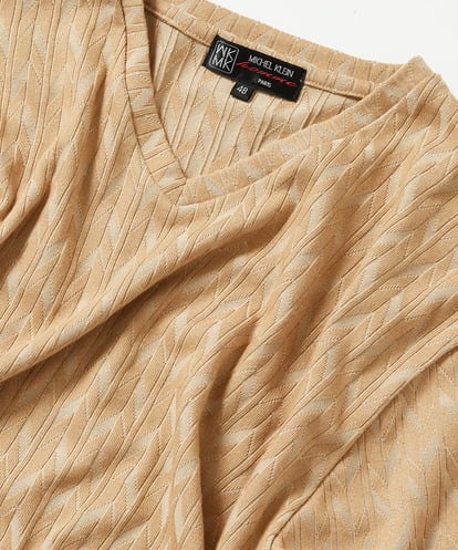 MKKGA70059  【洗える】へリンボンVネック半袖Tシャツ