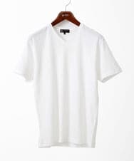 MKKGA70059 MK MICHEL KLEIN HOMME(MKミッシェルクランオム) 【洗える】へリンボンVネック半袖Tシャツ ホワイト(90)