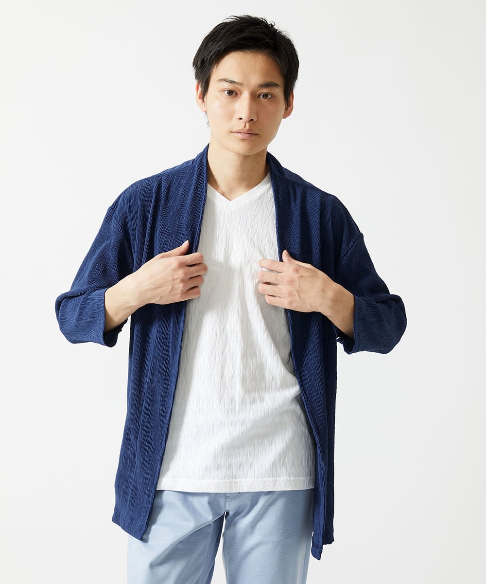 MKKGA70059 MK MICHEL KLEIN HOMME(MKミッシェルクランオム) 【洗える】へリンボンVネック半袖Tシャツ ホワイト(90)