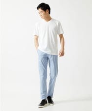 MKKGA70059 MK MICHEL KLEIN HOMME(MKミッシェルクランオム) 【洗える】へリンボンVネック半袖Tシャツ ホワイト(90)