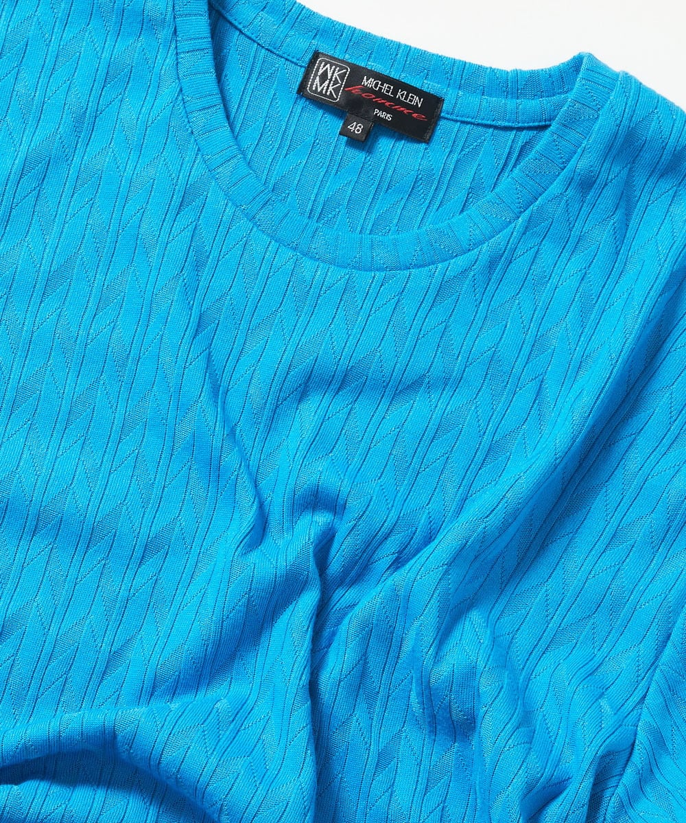 MKKGA71059 MK MICHEL KLEIN HOMME(MKミッシェルクランオム) 【洗える】へリンボン クルーネックTシャツ ブルー