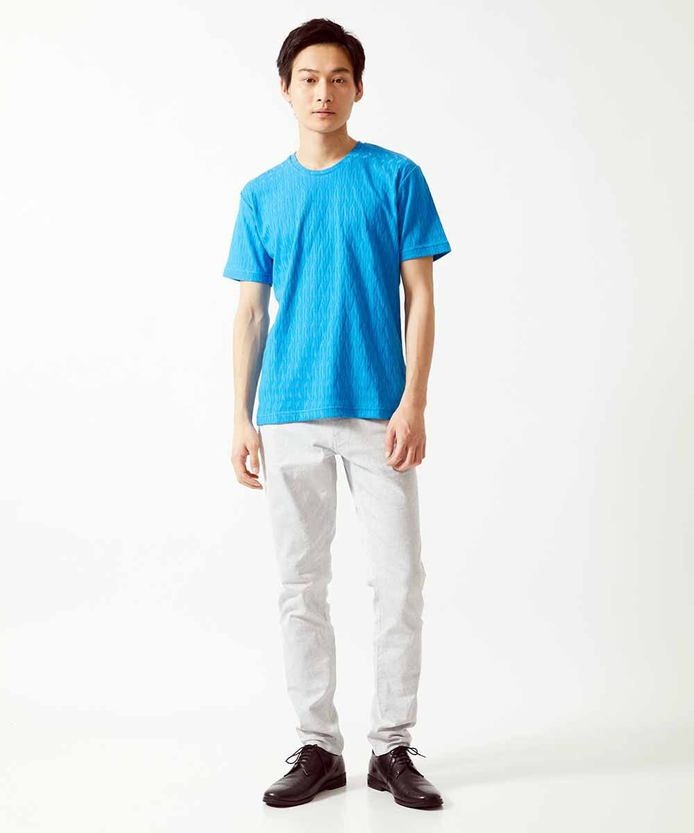 MKKGA71059 MK MICHEL KLEIN HOMME(MKミッシェルクランオム) 【洗える】へリンボン クルーネックTシャツ ブルー