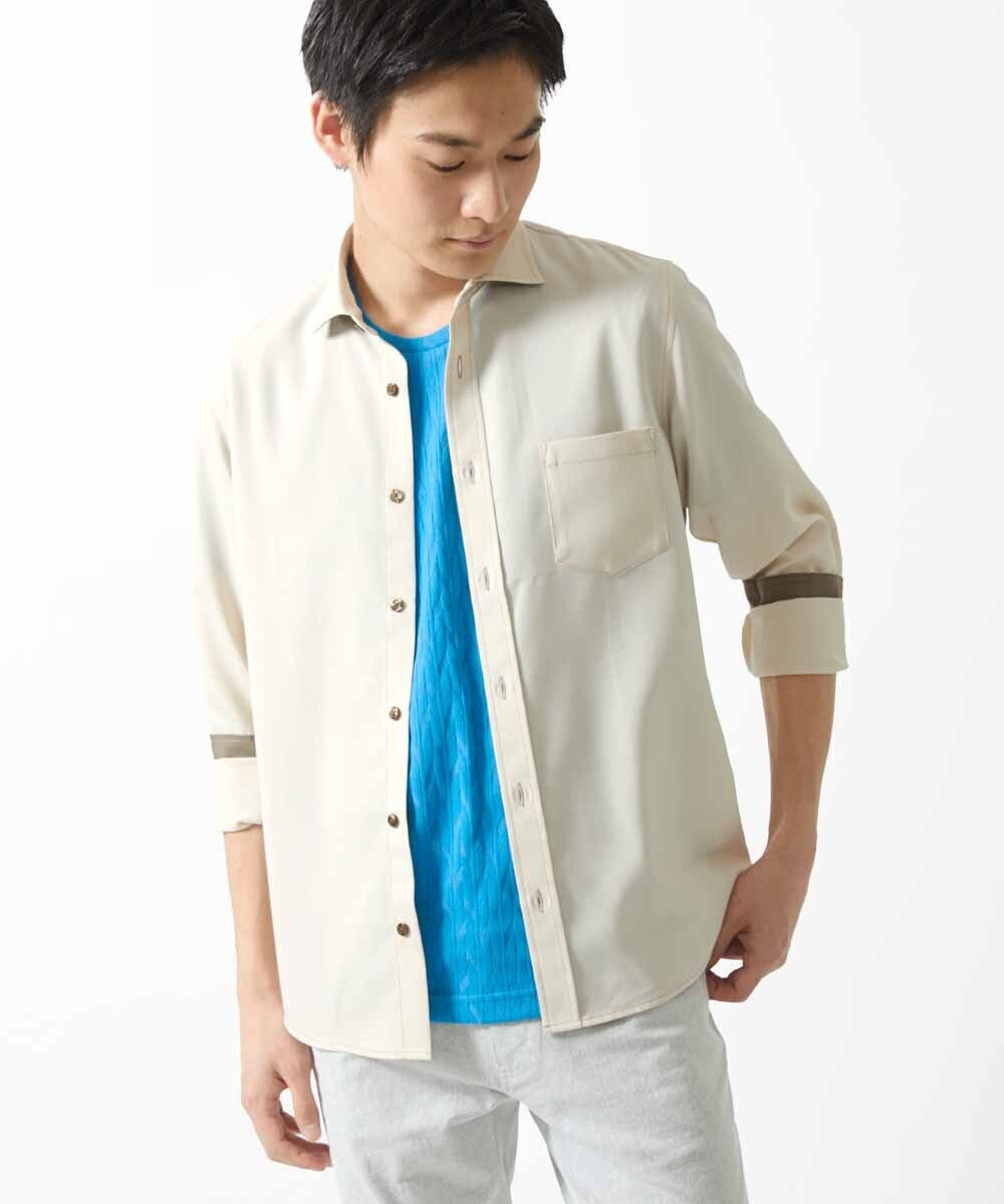 MKKGA71059 MK MICHEL KLEIN HOMME(MKミッシェルクランオム) 【洗える】へリンボン クルーネックTシャツ ブルー