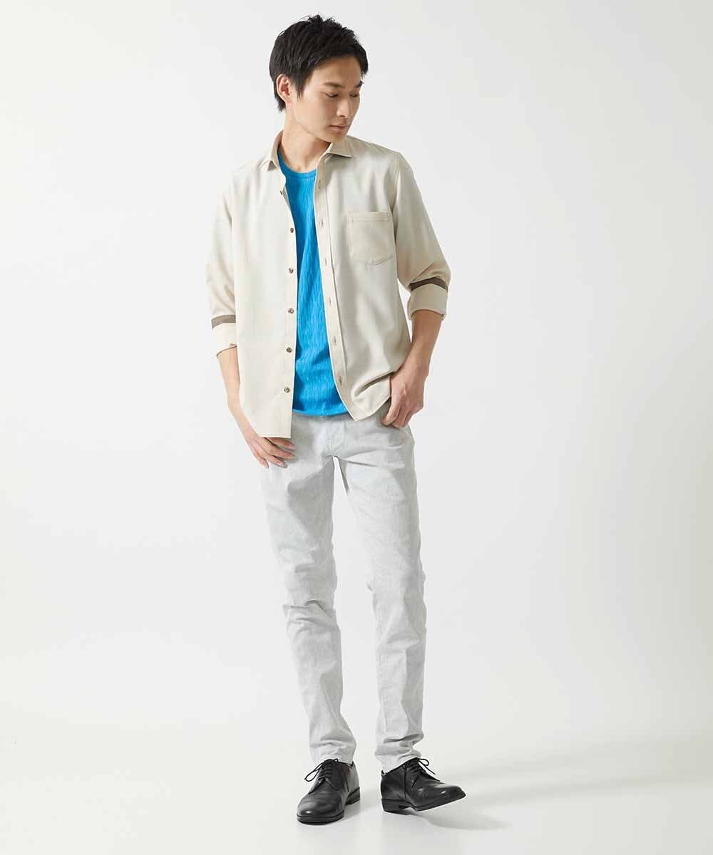 MKKGA71059 MK MICHEL KLEIN HOMME(MKミッシェルクランオム) 【洗える】へリンボン クルーネックTシャツ ブルー