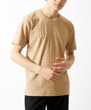 MKKGA71059 MK MICHEL KLEIN HOMME(MKミッシェルクランオム) 【洗える】へリンボン クルーネックTシャツ ベージュ