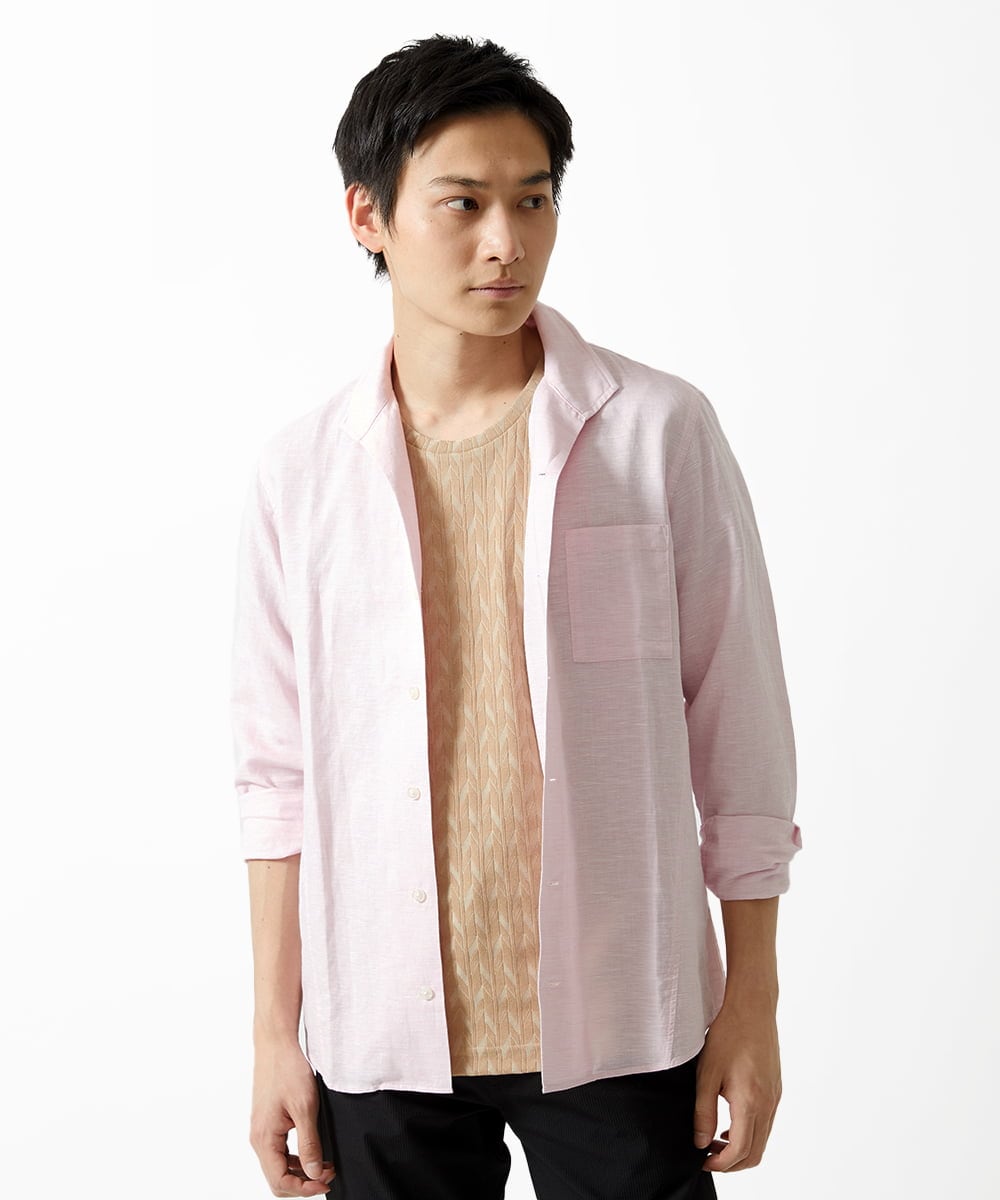 MKKGA71059 MK MICHEL KLEIN HOMME(MKミッシェルクランオム) 【洗える】へリンボン クルーネックTシャツ ベージュ