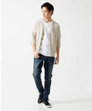 MKKGA71059 MK MICHEL KLEIN HOMME(MKミッシェルクランオム) 【洗える】へリンボン クルーネックTシャツ ホワイト