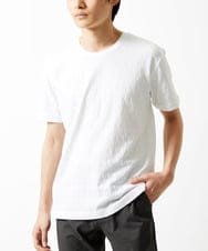 MKKGA71059 MK MICHEL KLEIN HOMME(MKミッシェルクランオム) 【洗える】へリンボン クルーネックTシャツ ホワイト