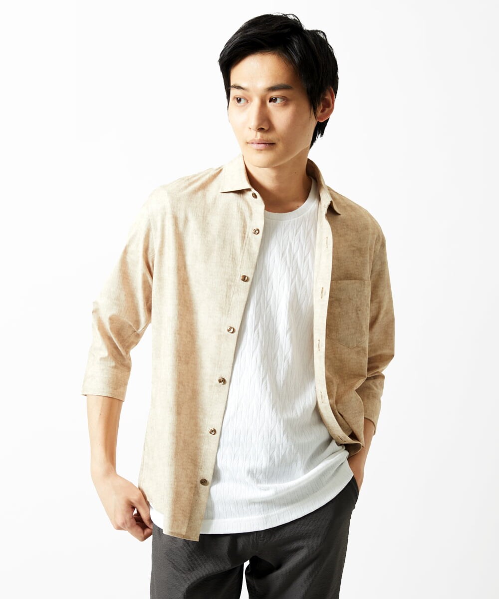 MKKGA71059 MK MICHEL KLEIN HOMME(MKミッシェルクランオム) 【洗える】へリンボン クルーネックTシャツ ホワイト