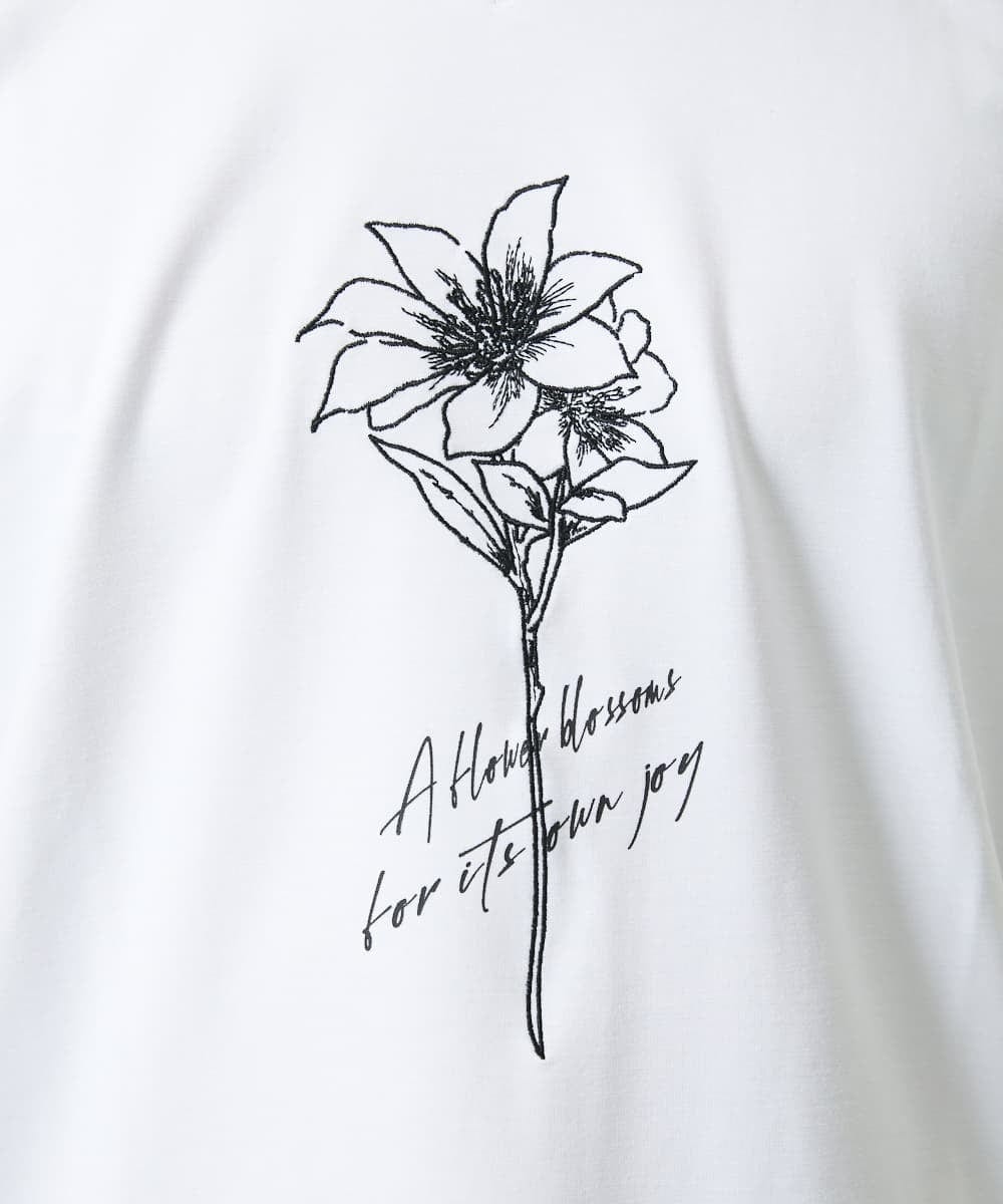 MKKGC10063 MK MICHEL KLEIN HOMME(MKミッシェルクランオム) 【洗える】フラワー刺繍VネックTシャツ ホワイト