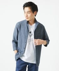 MKKGC10063 MK MICHEL KLEIN HOMME(MKミッシェルクランオム) 【洗える】フラワー刺繍VネックTシャツ ホワイト