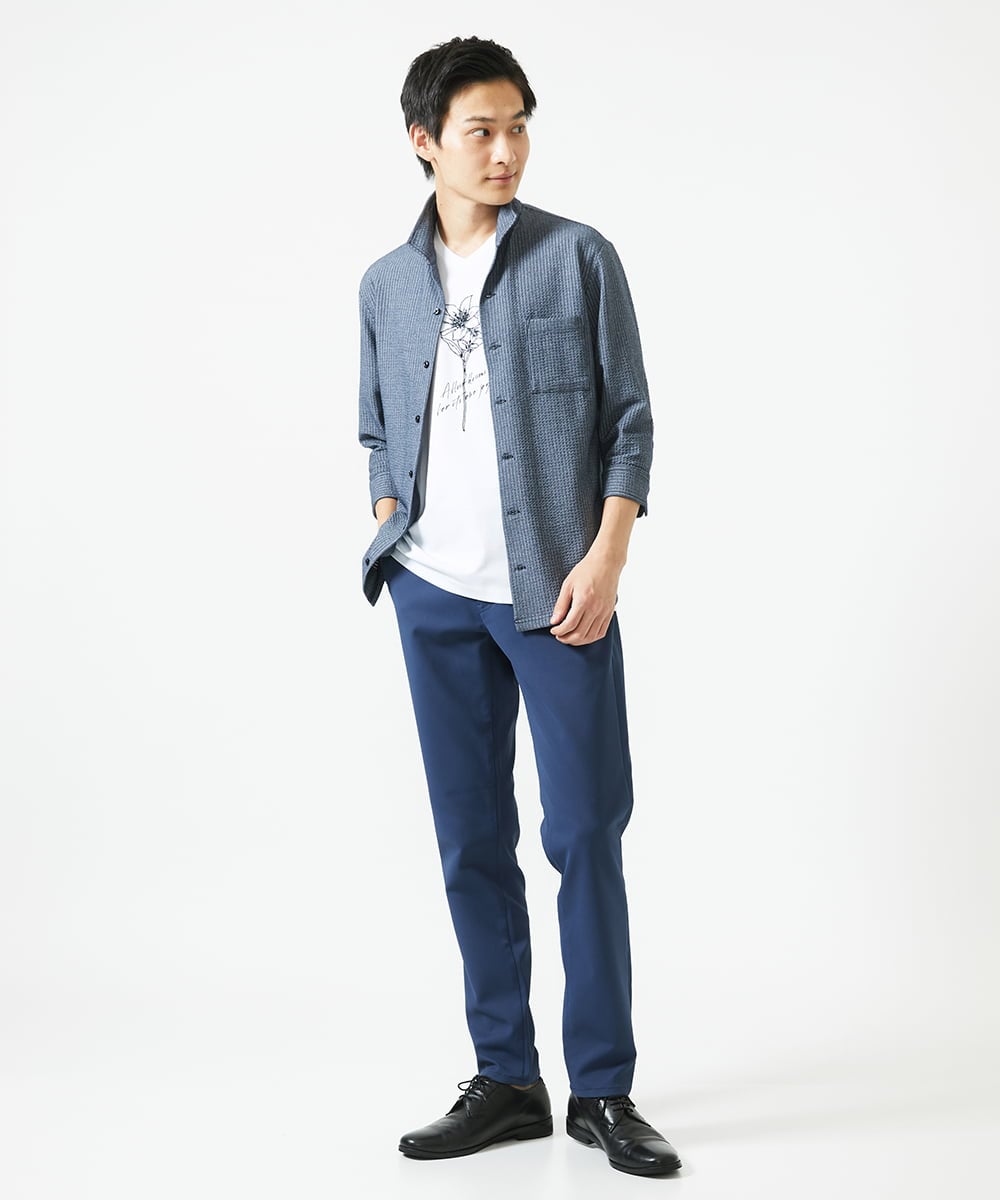 MKKGC10063 MK MICHEL KLEIN HOMME(MKミッシェルクランオム) 【洗える】フラワー刺繍VネックTシャツ ホワイト