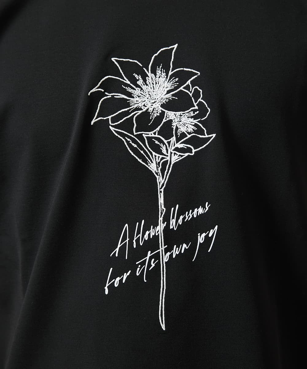 MKKGC10063 MK MICHEL KLEIN HOMME(MKミッシェルクランオム) 【洗える】フラワー刺繍VネックTシャツ ブラック