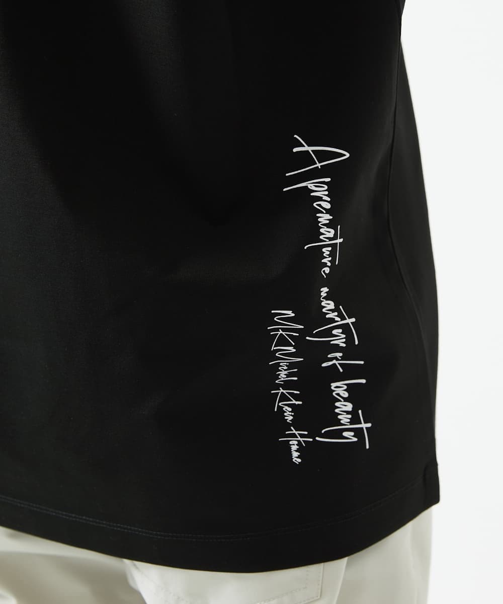MKKGC10063 MK MICHEL KLEIN HOMME(MKミッシェルクランオム) 【洗える】フラワー刺繍VネックTシャツ ブラック