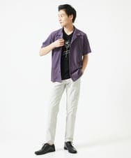 MKKGC10063 MK MICHEL KLEIN HOMME(MKミッシェルクランオム) 【洗える】フラワー刺繍VネックTシャツ ブラック