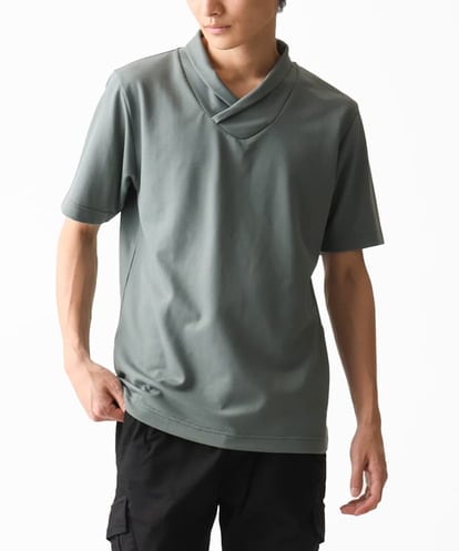 MKKGC18079  【洗える】ショールカラーTシャツ