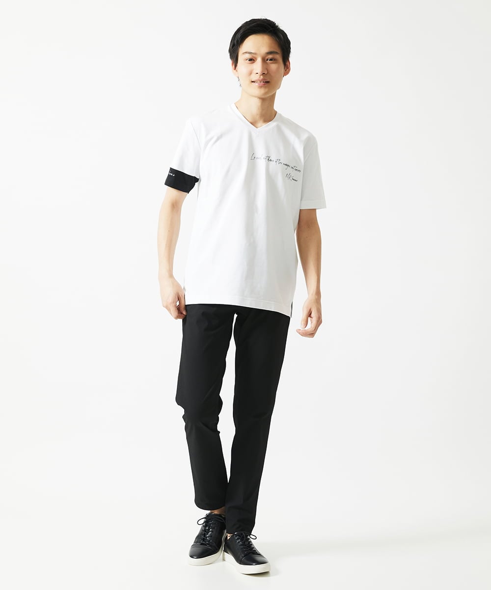 MKKGC21069 MK MICHEL KLEIN HOMME(MKミッシェルクランオム) 【残りわずか】【洗える】アシメトリープリントＴシャツ ホワイト