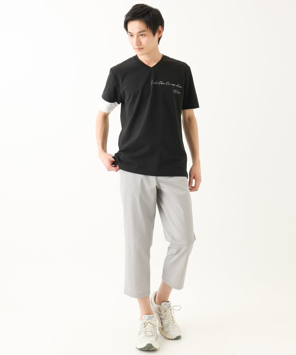 MKKGC21069 MK MICHEL KLEIN HOMME(MKミッシェルクランオム) 【残りわずか】【洗える】アシメトリープリントＴシャツ ブラック