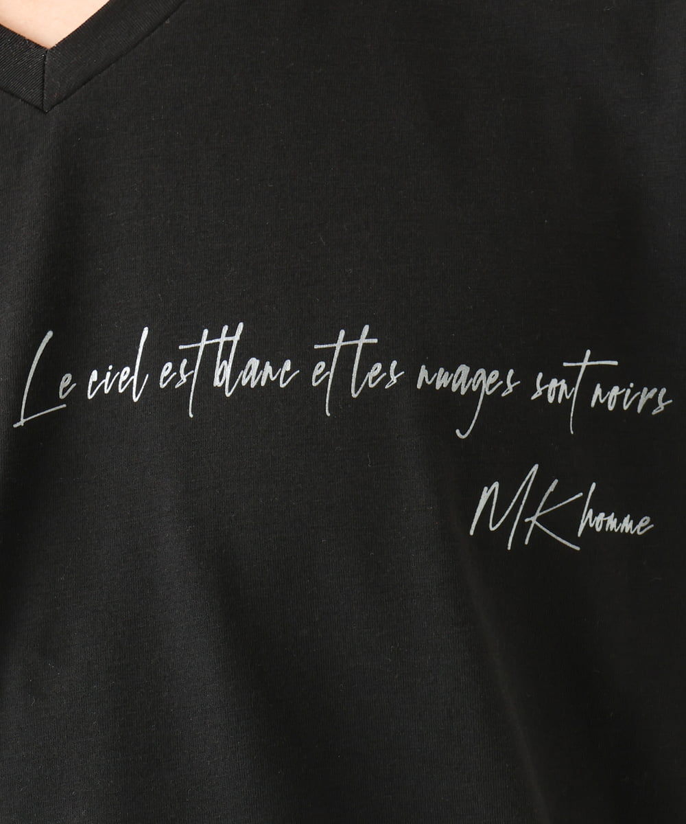 MKKGC21069 MK MICHEL KLEIN HOMME(MKミッシェルクランオム) 【残りわずか】【洗える】アシメトリープリントＴシャツ ブラック