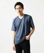 MKKGC31069 MK MICHEL KLEIN HOMME(MKミッシェルクランオム) 【洗える・サッカー素材】Vネックカットソー ブルー