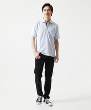 MKKGC32090 MK MICHEL KLEIN HOMME(MKミッシェルクランオム) 【残りわずか/洗える】ストライプサッカーポロシャツ  ライトブルー