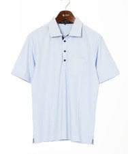 MKKGC32090 MK MICHEL KLEIN HOMME(MKミッシェルクランオム) 【残りわずか/洗える】ストライプサッカーポロシャツ  ライトブルー