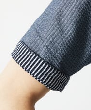 MKKGC32090 MK MICHEL KLEIN HOMME(MKミッシェルクランオム) 【残りわずか/洗える】ストライプサッカーポロシャツ  ブルー