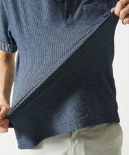 MKKGC32090 MK MICHEL KLEIN HOMME(MKミッシェルクランオム) 【残りわずか/洗える】ストライプサッカーポロシャツ  ブルー