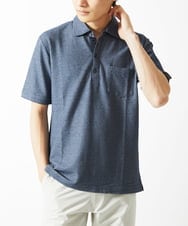 MKKGC32090 MK MICHEL KLEIN HOMME(MKミッシェルクランオム) 【残りわずか/洗える】ストライプサッカーポロシャツ  ブルー
