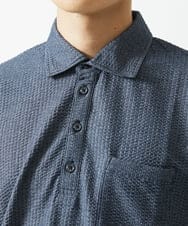MKKGC32090 MK MICHEL KLEIN HOMME(MKミッシェルクランオム) 【残りわずか/洗える】ストライプサッカーポロシャツ  ブルー