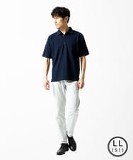 MKKGC32090 MK MICHEL KLEIN HOMME(MKミッシェルクランオム) 【残りわずか/洗える】ストライプサッカーポロシャツ  ネイビー