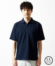 MKKGC32090 MK MICHEL KLEIN HOMME(MKミッシェルクランオム) 【残りわずか/洗える】ストライプサッカーポロシャツ  ネイビー