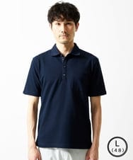 MKKGC32090 MK MICHEL KLEIN HOMME(MKミッシェルクランオム) 【残りわずか/洗える】ストライプサッカーポロシャツ  ネイビー