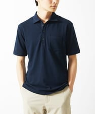 MKKGC32090 MK MICHEL KLEIN HOMME(MKミッシェルクランオム) 【残りわずか/洗える】ストライプサッカーポロシャツ  ネイビー
