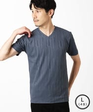MKKHA72079 MK MICHEL KLEIN HOMME(MKミッシェルクランオム) 【残りわずか／洗える】3ＤストライプテレコＶネックＴシャツ パープル