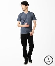 MKKHA72079 MK MICHEL KLEIN HOMME(MKミッシェルクランオム) 【残りわずか／洗える】3ＤストライプテレコＶネックＴシャツ パープル