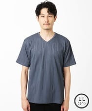 MKKHA72079 MK MICHEL KLEIN HOMME(MKミッシェルクランオム) 【残りわずか／洗える】3ＤストライプテレコＶネックＴシャツ パープル